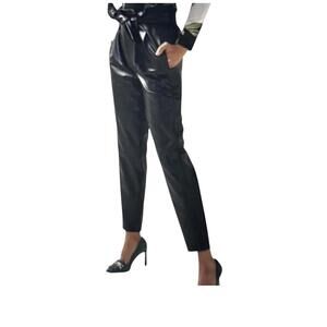 White House Black Market | Women’s Black Faux Leather Tapered Ankle Tie Belt 6